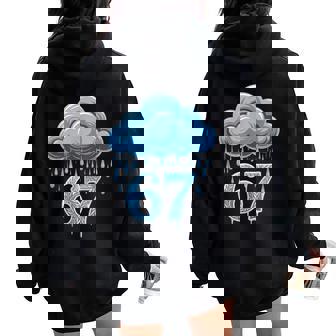 Couple White Clouds Rain Drop 67 Costume Women Oversized Hoodie Back Print - Thegiftio