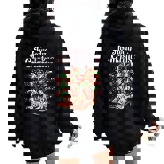 Cowgirl Christmas Howdy Christmas Western Women Oversized Hoodie Back Print | Mazezy