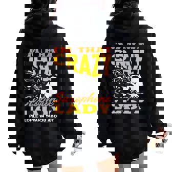 Crazy Saxophone Lady Women Saxophonist Jazz Women Oversized Hoodie Back Print | Mazezy