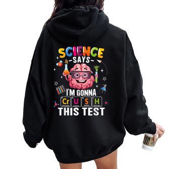 Crush This Test Teacher Testing Day Exam Science Student Women Oversized Hoodie Back Print - Seseable