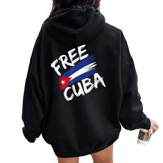 Cuba Libre Bandera Cuba Para Bandera Cuba Women Oversized Hoodie Back Print - Regaloses