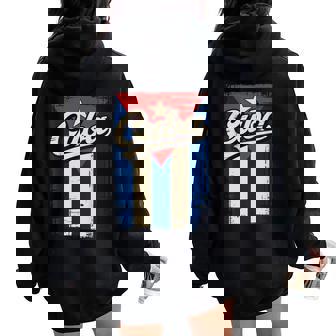 Cuban Flag Vintage Cuba Roots Women Men Hispanic Heritage Women Oversized Hoodie Back Print | Mazezy