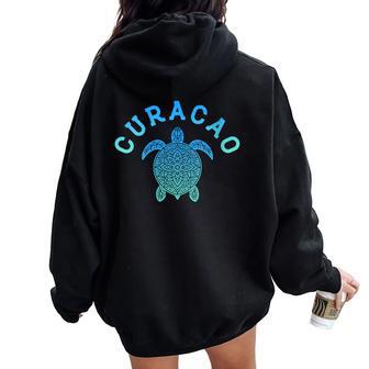 Curacao Tribal Sea Turtle Beach Vacation Women Oversized Hoodie Back Print | Mazezy