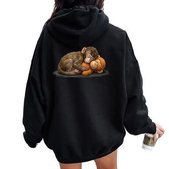 Cute Baby Monkey Punch Meme Women Women Oversized Hoodie Back Print - Thegiftio UK