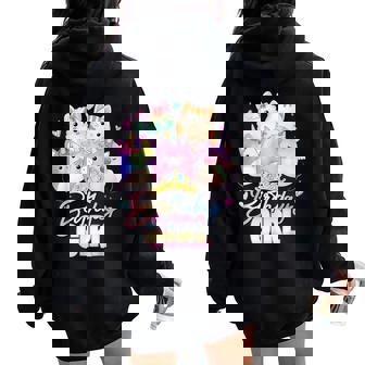 Cute Birthday Girl Squish Squad Birthday Party Costume Women Oversized Hoodie Back Print | Mazezy