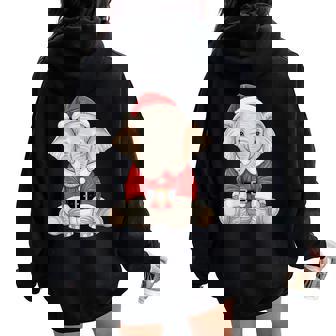 Cute Christmas Elephant Santa Safari Animal Women Oversized Hoodie Back Print | Mazezy