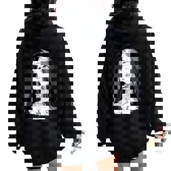 Cute Gothic Nun Dark Demon Occult Horror Women Oversized Hoodie Back Print | Mazezy