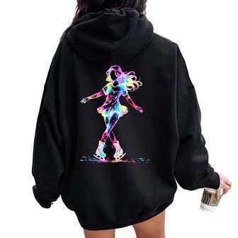 Cute Ice Skating Skater Figure Skating For Girls Women Oversized Hoodie Back Print - Thegiftio UK