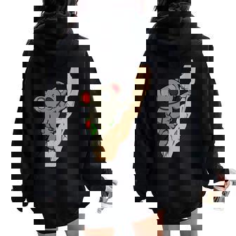 Cute Koala Rock Climber Illustration Fun Climbing Animal Women Oversized Hoodie Back Print | Mazezy