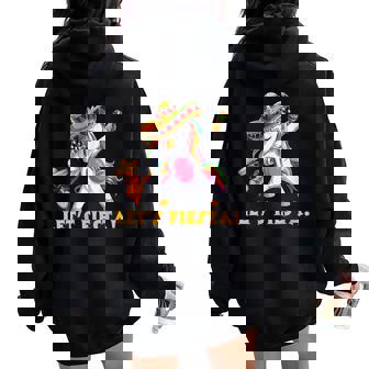 Dabbing Unicorn With Chili Pepper Cinco De Mayo Let's Fiesta Women Oversized Hoodie Back Print | Mazezy