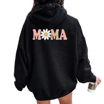 Dad Mama Daisy Wild Flower Bloom One 1St Birthday Wild One Women Oversized Hoodie Back Print - Thegiftio