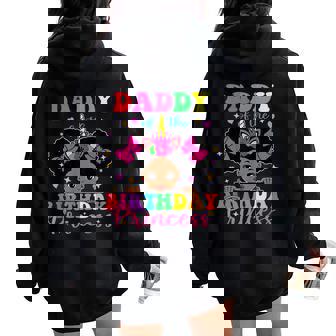 Daddy Of The Birthday Girl Princess Afro Melanin Unicorn Women Oversized Hoodie Back Print - Thegiftio
