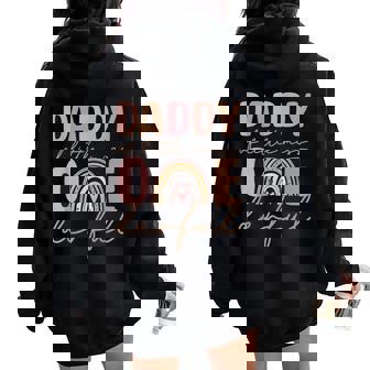 Daddy Of Little Miss Onederful First Birthday Boho Rainbow Women Oversized Hoodie Back Print - Thegiftio