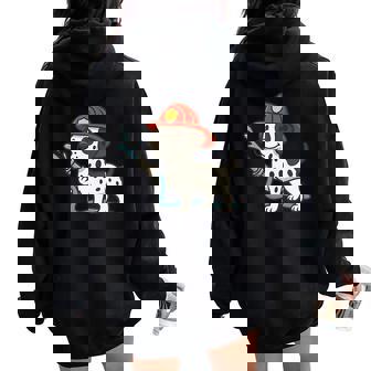 Dalmatian Firefighter Hose Fire Fighting Dog Mom Dad Women Oversized Hoodie Back Print | Mazezy