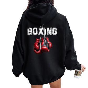 De Boxeo Divertida Con Texto I Love Boxing Cuello Women Oversized Hoodie Back Print - Regaloses