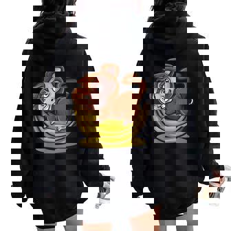 De Mono Niños Orangután De Plátano Zoo Circo Cuello Women Oversized Hoodie Back Print - Regaloses