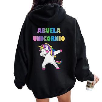 De Unicornio Para Abuela Abuela Unicornio Cuello Women Oversized Hoodie Back Print - Regaloses