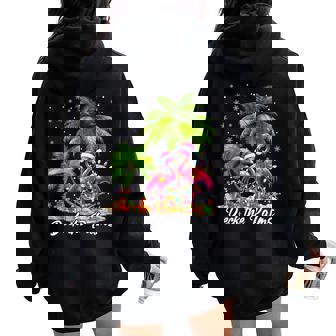 Deck The Palms Flamingo Pajamas Christmas Xmas Men Women Women Oversized Hoodie Back Print | Mazezy