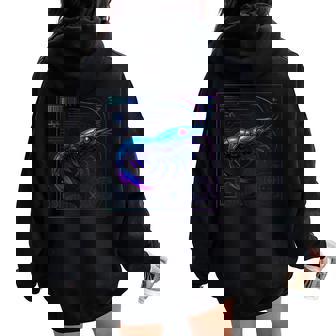 Demon Blue Dream Shrimp Cyberpunk Art For Aquascaping Fans Women Oversized Hoodie Back Print | Mazezy