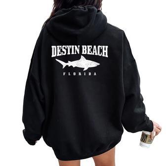 Destin Beach Florida Shark Scuba Diving Vintage Women Oversized Hoodie Back Print | Mazezy