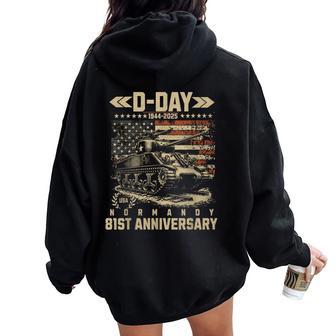 Día D 1944 Omaha Beach Día D Normandía 81 Aniversario Women Oversized Hoodie Back Print - Regaloses