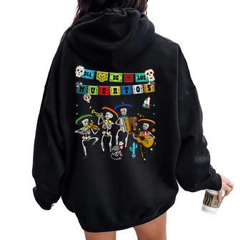 Dia De Los Muertos Papel Picado Calavera De Alfeñique Sweat à capuche oversize pour femme avec imprimé dans le dos - Cadeauxyz
