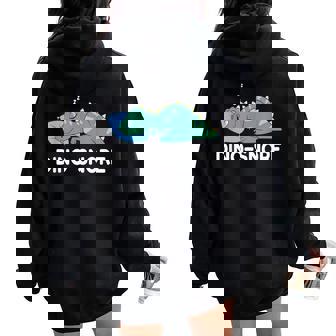 Dino Snore Dinosaur Pajamas For Women Women Oversized Hoodie Back Print - Thegiftio