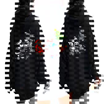 Dirt Bike Santa Snowman Christmas Tree Women Oversized Hoodie Back Print | Mazezy