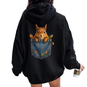 Divertidos Pijamas Para Amantes De Las Ardillas Con Bolsillo Gráfico Para Hombres Es Niñas Y Niños Women Oversized Hoodie Back Print - Regaloses