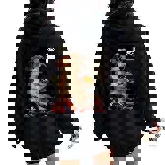 Dog Chill With Taco Vintage Oil Painting Men Women Women Oversized Hoodie Back Print | Mazezy