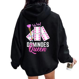 Dominoes Queen Domino Player Dominoes Lover Women Oversized Hoodie Back Print - Thegiftio UK