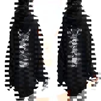 Donkey With Heart Sweet Donkey Motif With Heart Symbol Women Oversized Hoodie Back Print | Seseable CA