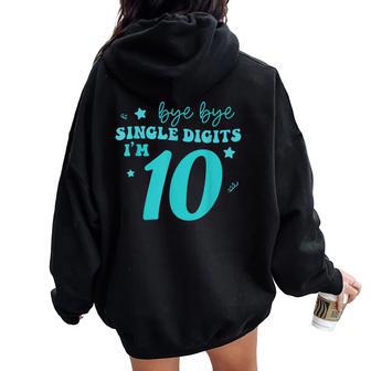Double Digits Girl 10Th Birthday Turning 10 Teal Turquoise Women Oversized Hoodie Back Print - Thegiftio UK