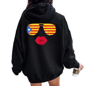 Drapeau Catalunya Cool Catalan Catalonia Estelada Homme Sweat à capuche oversize pour femme avec imprimé dans le dos - Cadeauxyz