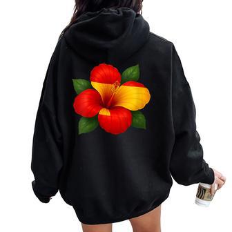 Drapeau Espagnol Hibiscus Fleur Floral Garçons Filles Enfants Sweat à capuche oversize pour femme avec imprimé dans le dos - Cadeauxyz