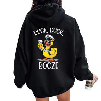 Duck Duck Booze Cruise Rubber Duck Beer Drink Package Women Oversized Hoodie Back Print - Thegiftio UK