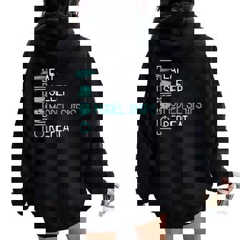 Eat Sleep Model Ships Ship Modeling For A Ship Modeler Women Oversized Hoodie Back Print | Mazezy