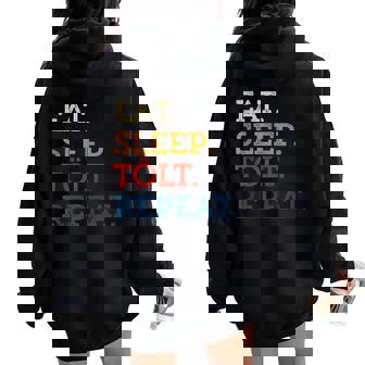 Eat Sleep TöLt Repeat Icelandic Pony Horse Retro Women Girls Tank Top Women Oversized Hoodie Back Print | Mazezy