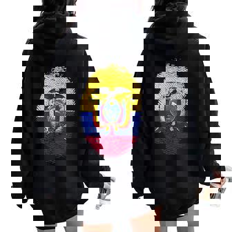 Ecuador Flag Fingerprint Proud Ecuadorians Men Women Kids Tank Top Women Oversized Hoodie Back Print | Mazezy