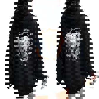 Elephant Wall Motif Artwork Wildlife African Animal Lovers Women Oversized Hoodie Back Print | Mazezy