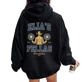 Elia's Fellas Dandelion Usa Western Fella Women Oversized Hoodie Back Print | Seseable CA