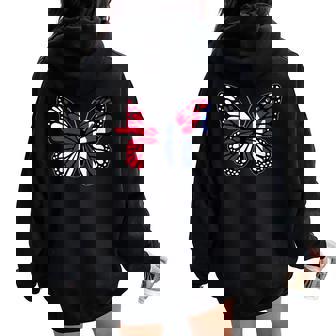 England And Cuba Butterfly Half English Half Cuban Roots Women Oversized Hoodie Back Print | Mazezy