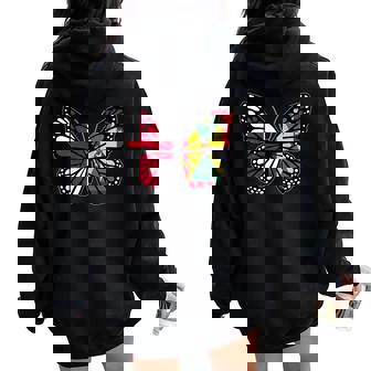 England And Grenada Butterfly Half English Grenadian Roots Tank Top Women Oversized Hoodie Back Print | Mazezy