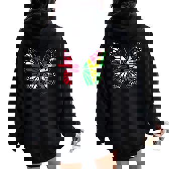 England And Guyana Butterfly Half English Guyanese Roots Women Oversized Hoodie Back Print | Mazezy