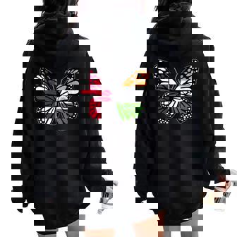 England And India Butterfly Half English Indian Roots Women Oversized Hoodie Back Print | Mazezy