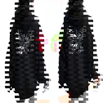 England And Zambia Butterfly Half English Zambian Roots Women Oversized Hoodie Back Print | Mazezy