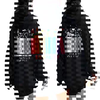 Equality Flower Books Equal Rights Social Justice Feminist Women Oversized Hoodie Back Print - Thegiftio
