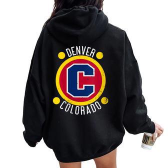 Equipo Escolarintage Del Estado De Denver Colorado Ee Uu Cuello Women Oversized Hoodie Back Print - Regaloses