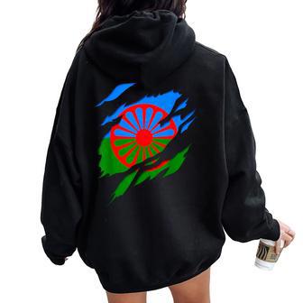 Escudo Y Bandera Gitana Romaní Calé Diseño 3D Women Oversized Hoodie Back Print - Regaloses