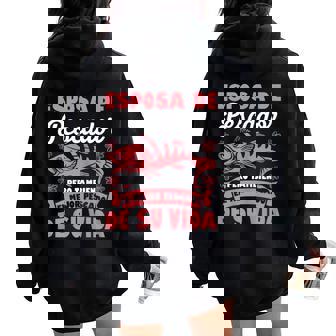 Esposa De Pescador Pero Tambien Humor Deporte Regalo Women Oversized Hoodie Back Print - Regaloses